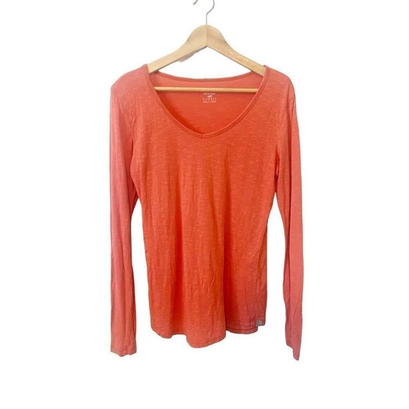 Horny‎ Toad Orange Organic Cotton V-Neck Long Sleeve T-shirt XS - Picture 1 of 5